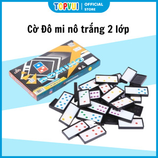 Cờ domino trắng 2 lớp 3.0 liên hiệp thành, quân cờ làm bằng nhựa cao cấp an toàn cho trẻ
