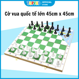 Cờ vua liên hiệp thành cao cấp, bàn cờ lớn màu xanh trắng 45cm x 45cm