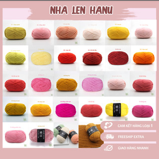 Len milk cotton mác đen 50g full bảng màu nóng