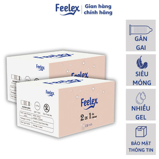 Combo 2 hộp bao cao su gai Feelex 2 in 1 nhiều gân gai và gel bôi trơn, mỏng hàng cao cấp hộp 10 bcs