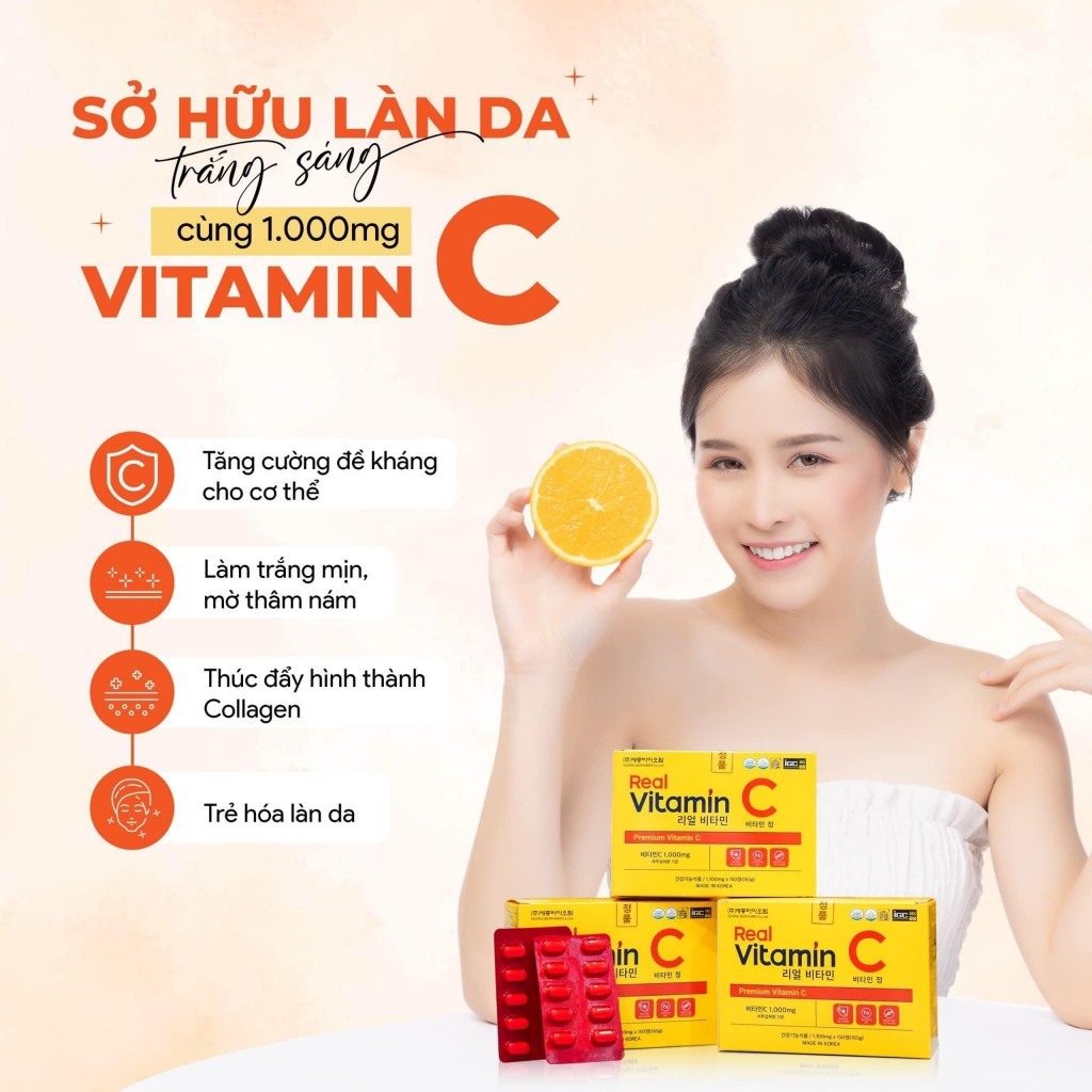 VIÊN UỐNG TRẮNG DA VITAMIN C hàm lượng 1000mg SEJONG BIOPHARM Hộp 150 viên