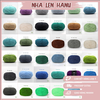 Len milk cotton mác đen 50g full bảng màu lạnh