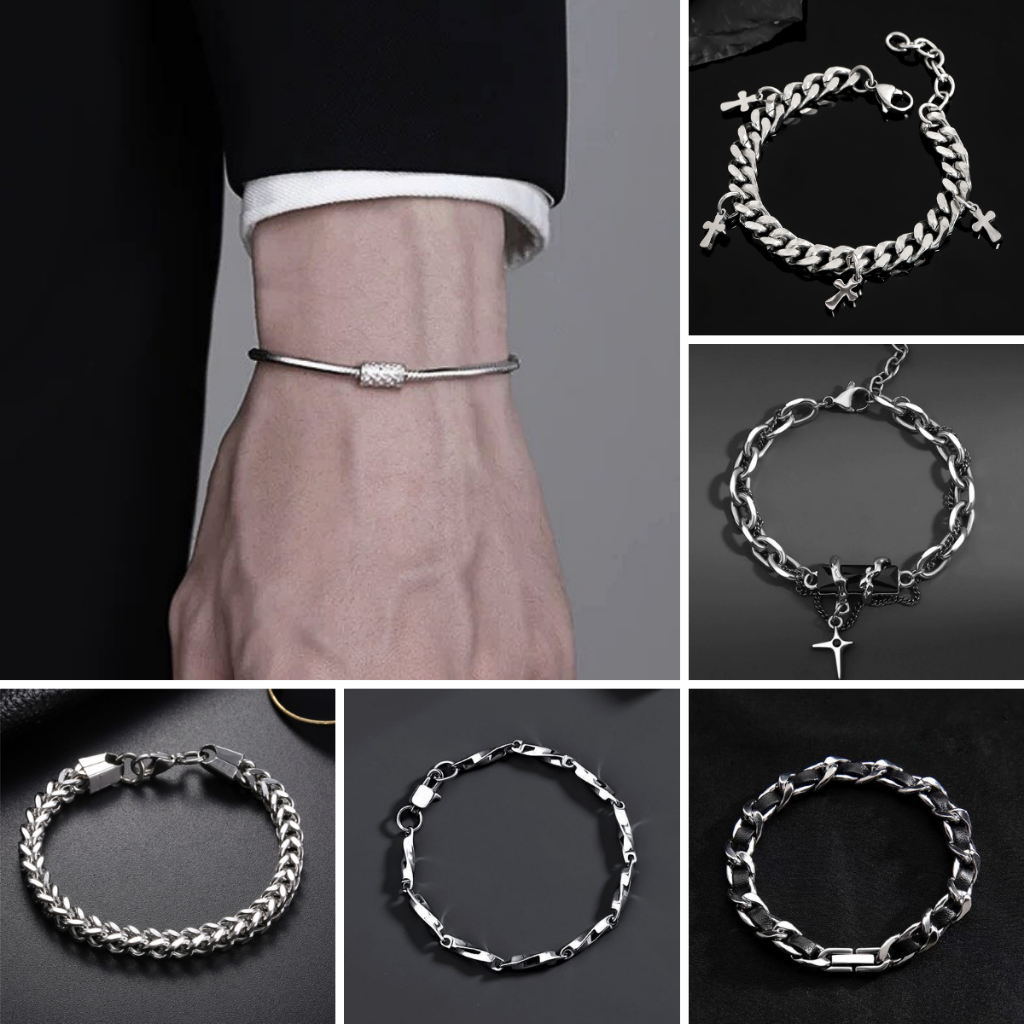 Vòng tay nam lắc tay nam nữ titan cao cấp không gỉ phong cách sang trọng Migin màu bạc dễ phối đồ - Vòng tay tổng hợp
