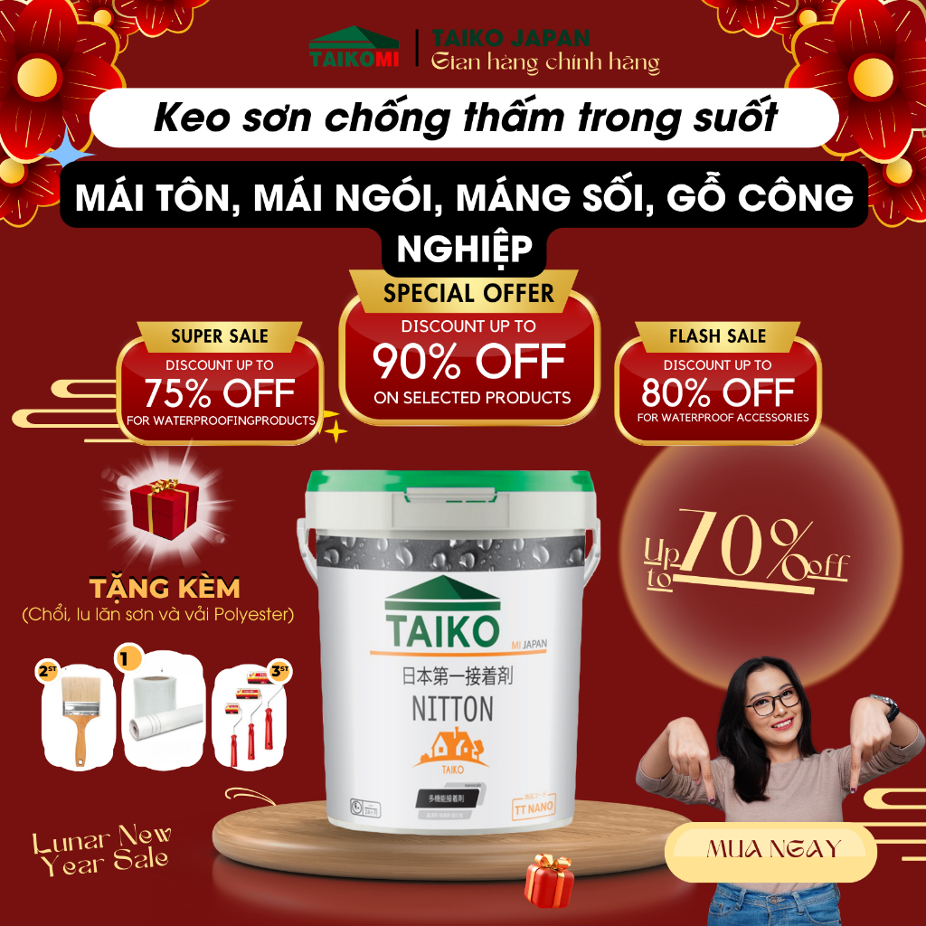 Keo Sơn Chống Thấm TAIKOMI Trong Suốt - Chống Thấm Nền Gạch, Nhà Vệ Sinh, Tường Nhà, Cửa Sổ, Gỗ Công Nghiệp(1 Kg)