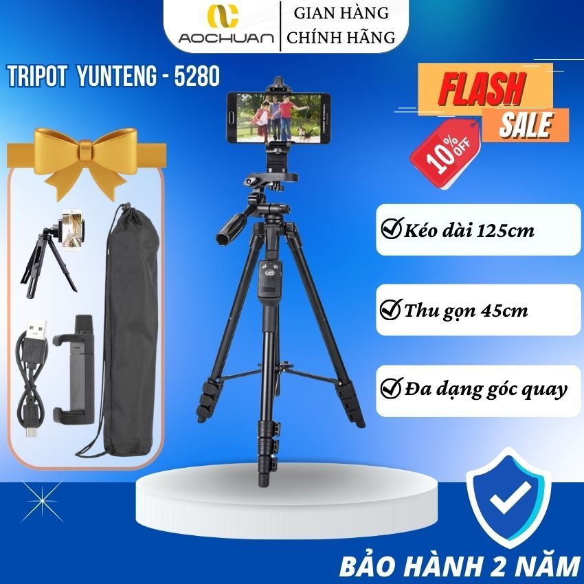 Cây chụp ảnh tự sướng 3 chân Tripod Yunteng - 5280, cây gậy selfie điều khiển từ xa, Gimbal P01