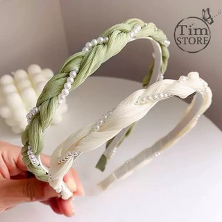 Băng đô cài tóc vải hoa voan nhũ sang trọng TIMSTORE phụ kiện tóc phong cách hàn quốc