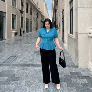 Set bigsize Béo Design - Set áo vest quần ống suông