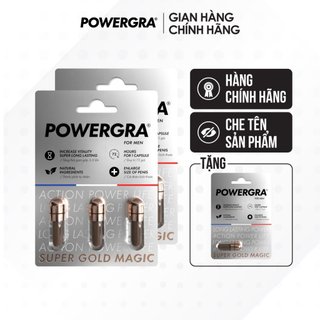 Bộ 2 vỉ 3 viên uống hỗ trợ nam giới Powergra For Men (Super Gold Magic) tặng kèm vỉ 1 viên