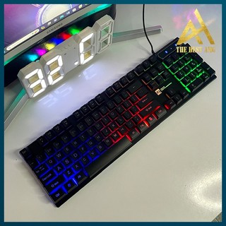 Bàn Phím Máy Tính Gaming Keycap Xuyên Led Đổi Màu R8 1822 Bàn Phím Giả Cơ Laptop Có Dây Keyboard Chơi Game