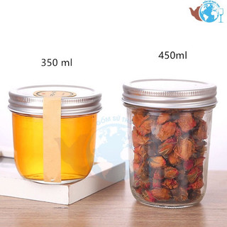 Hũ thủy tinh 450ml nắp thiếc đựng mứt, hũ thủy tinh đựng