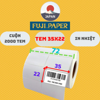 Cuộn in mã vạch, Giấy Decal in Tem Mã Vạch Nhiệt 2 Tem Khổ 35x22mm, 70x22mm, 72x22mm, Giấy in nhiệt.