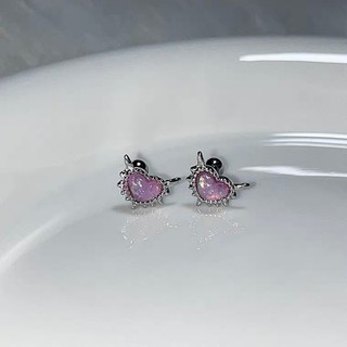 1 chiếc bông tai 30% bạc đá rainbow chốt bi
