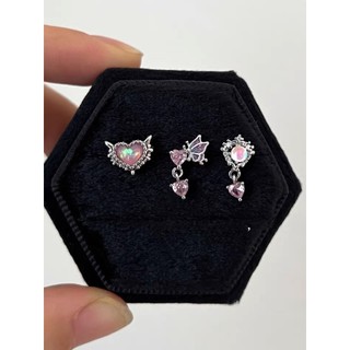 1 chiếc bông tai 30% bạc đá rainbow chốt bi