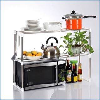 Kệ lò vi sóng co giãn 2 tầng tiện dụng chân inox