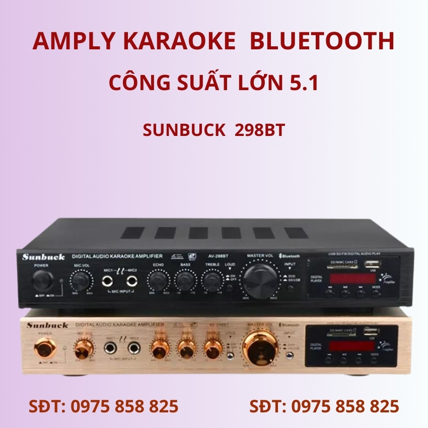 Âm ly karaoke 5.1, âm ly Sunbuck 298BT, amply karaoke gia đình