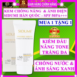 Kem chống nắng chống ánh sáng xanh chính hãng Sidumi hàn quốc kcn cho da dầu mụn nhờn nhạy cảm khô kiềm dầu nâng tone