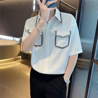 Áo sơ mi nam ngắn tay thêu họa tiết túi trước ngực làm nổi bật chiếc áo N49