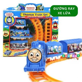 Đồ chơi đường ray xe lửa, đoàn tàu lắp ráp 3 toa lượn vòng vui nhộn cho bé Kèm Pin