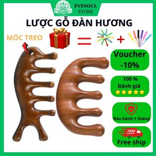 Lược gỗ đàn hương mat xa da đầu, lược massage triệu lộ tư dưỡng sinh, thư giãn giảm rụng tóc, dụng cụ chính hãng