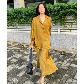 LỤA - Set chân váy và áo sơmi lụa mềm mượt (chỉ còn chân váy) - osu
