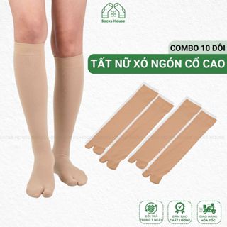 Combo 10 đôi tất xỏ ngón cổ cao chống nắng G.V.G, vớ nữ dài chất liệu êm chân khử mùi  - LISU-TATNGON-GVGCAO