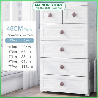 Tủ nhựa cho bé, Tủ nhựa đa năng đựng đồ, Chất liệu PP an toàn (chiều rộng 48cm) Trắng 5 tầng