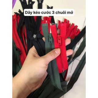 Dây kéo cước 3 chuôi mở hàng xuất dư may bóp ví, áo khoác trẻ em