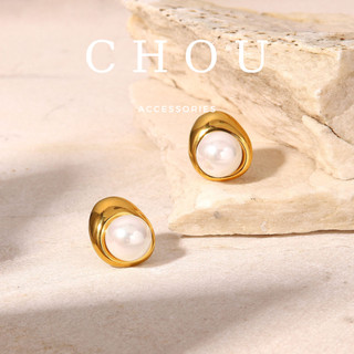 Bông tai titan, khuyên tai titan hạt ngọc | chou accessories |