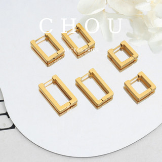 Bông tai titan, khuyên tai titan hình vuông | chou accessories |