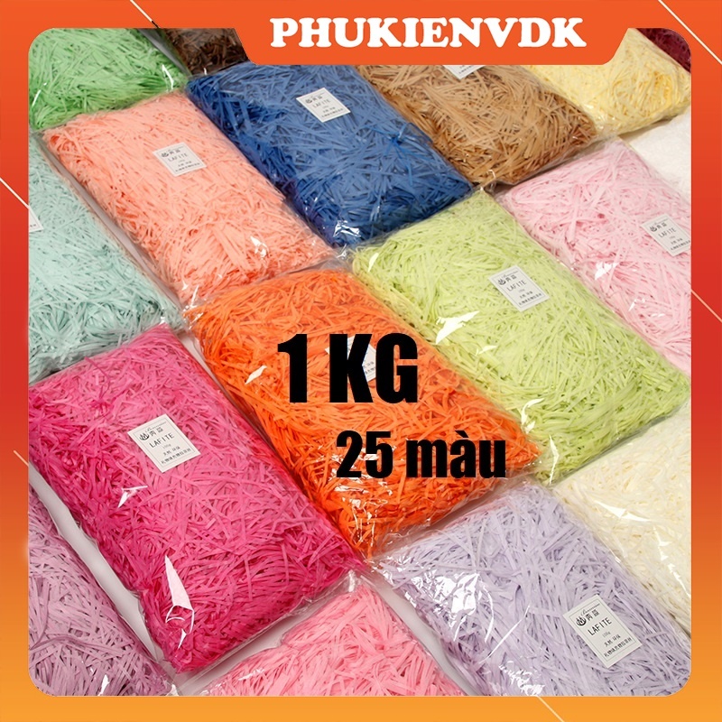 [1KG] Giấy rơm giấy vụn lót hộp quà tặng mềm nhẹ 25 màu