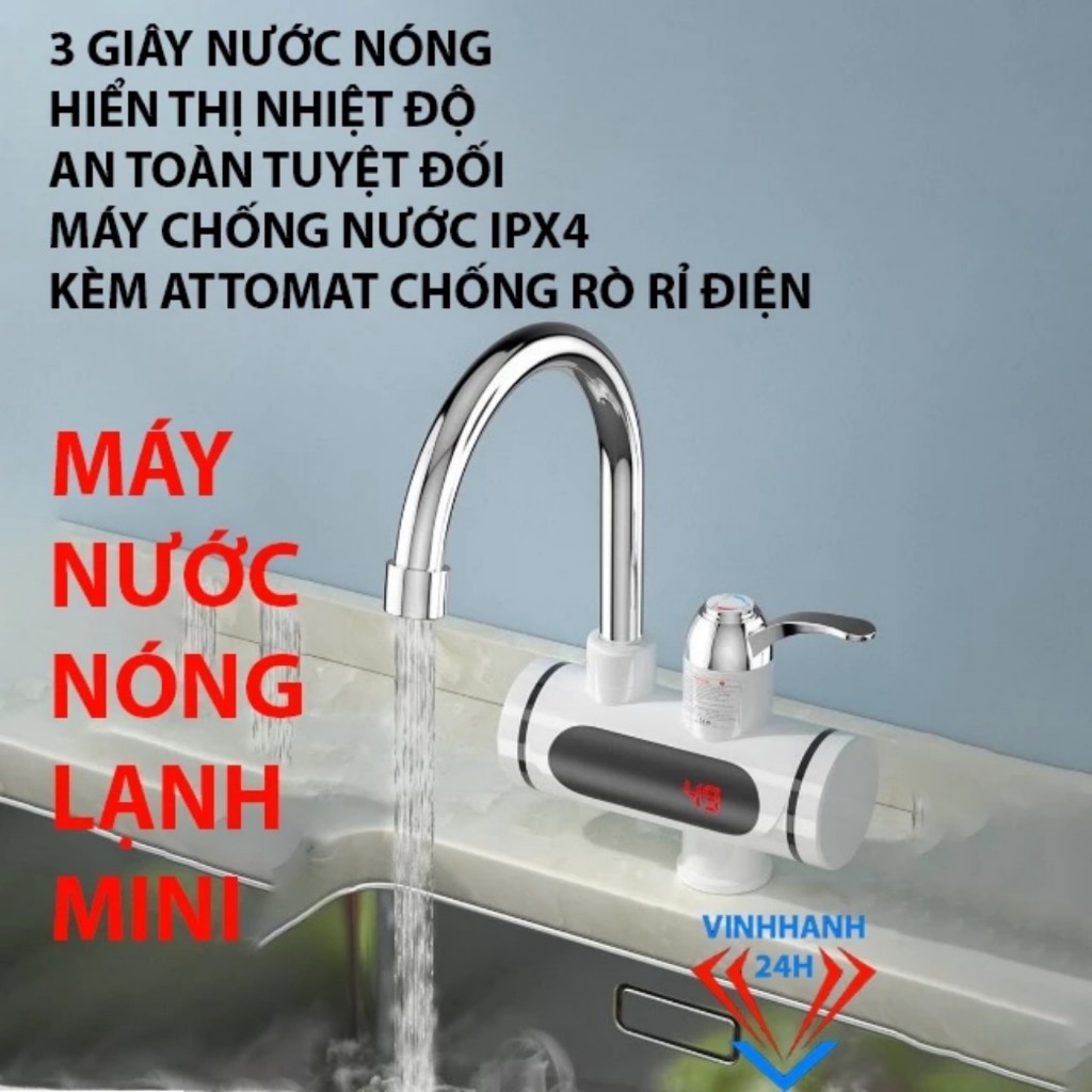 Máy Nước Nóng Lạnh Lắp Đặt Tại Vòi Rửa Bát Loại Tốt, Vòi Nước Nóng Lạnh Trực Tiếp Cảm Biến Chống Giật An Toàn