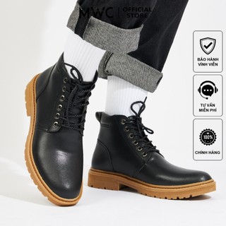 Giày boot nam mwc 8045 - giày boot nam da trơn kiểu dáng thắt dây thanh lịch