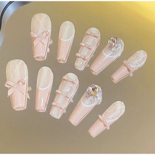 Nailbox thiết kế , nail cô dâu , gắn nơ nhỏ xinh - 72
