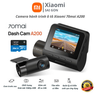 Camera hành trình ô tô Xiaomi 70mai A200 (Camera trước + sau) màn hình HDR 1080P, góc rộng 130 độ, quay ban đêm rõ nét