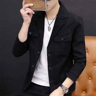 Áo khoác nam kiểu cổ vest sang chảnh 2 màu đen trắng cực chất dễ phối đồ T6