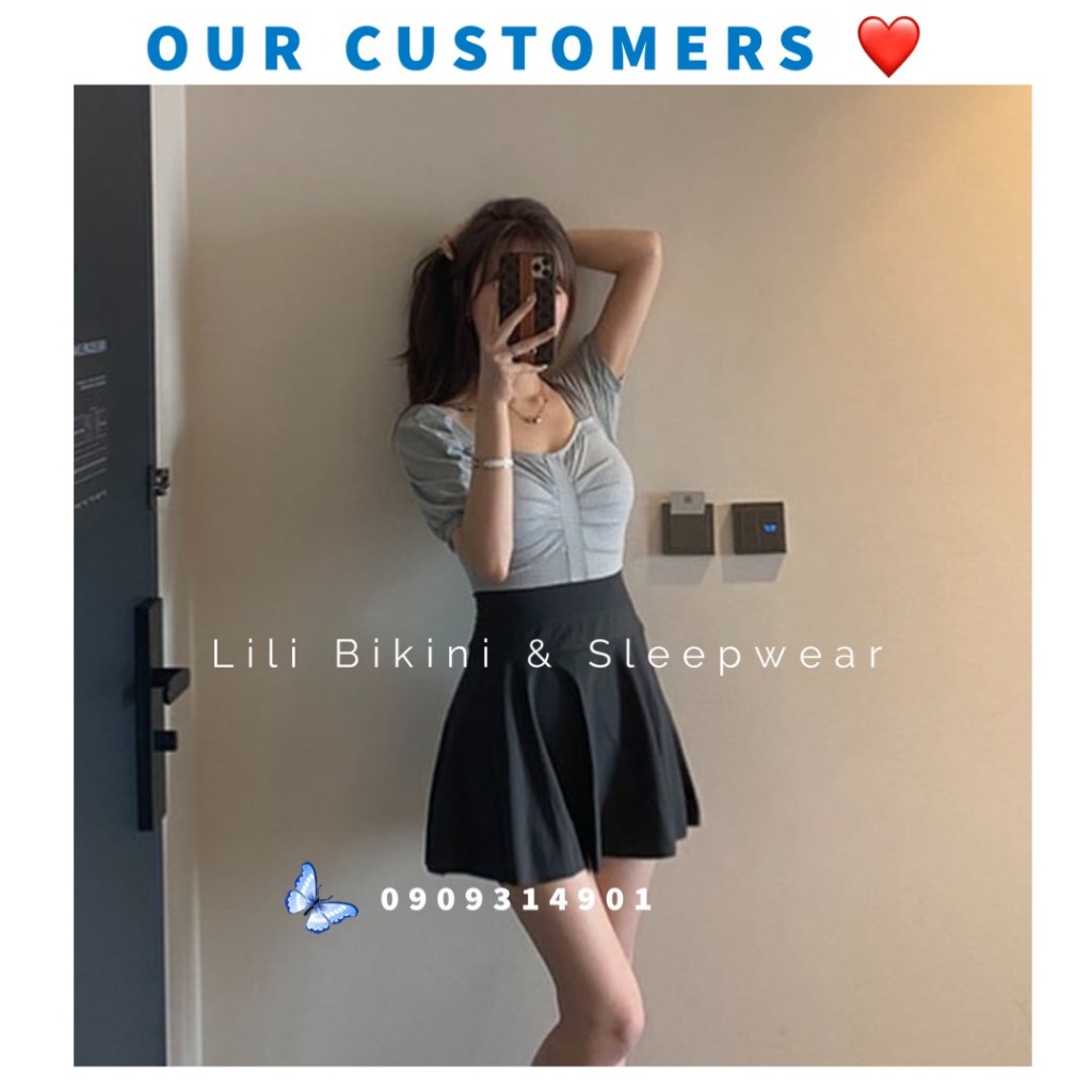 Bộ bikini vintage 1 mảnh kèm váy rời, kín đáo che bắp tay, monokini Hàn Quốc xanh nhạt siêu sang có bigsize