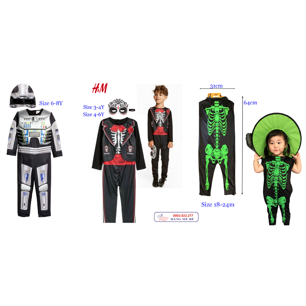 Trang Phục 3D Halloween H&M cho bé Trai/Gái (Hàng US)