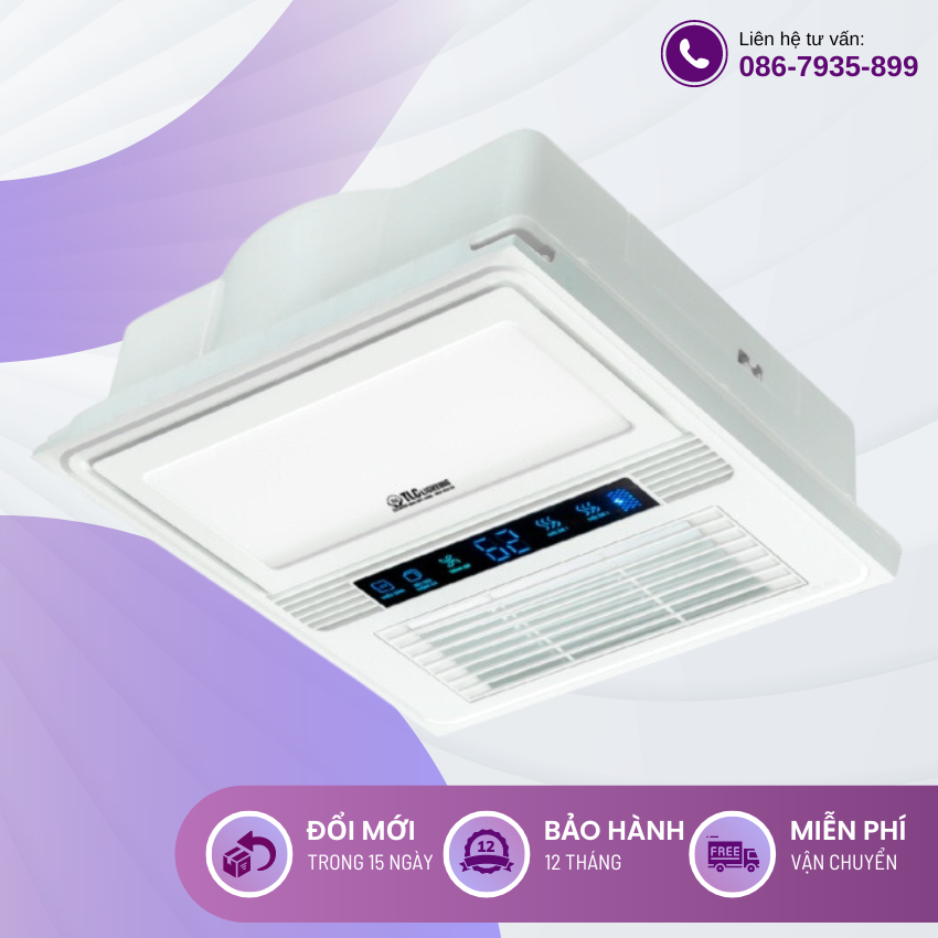 Quạt sưởi âm trần đa năng Luxury 30×30 Màu Trắng - Công suất 1250W/ 2500W