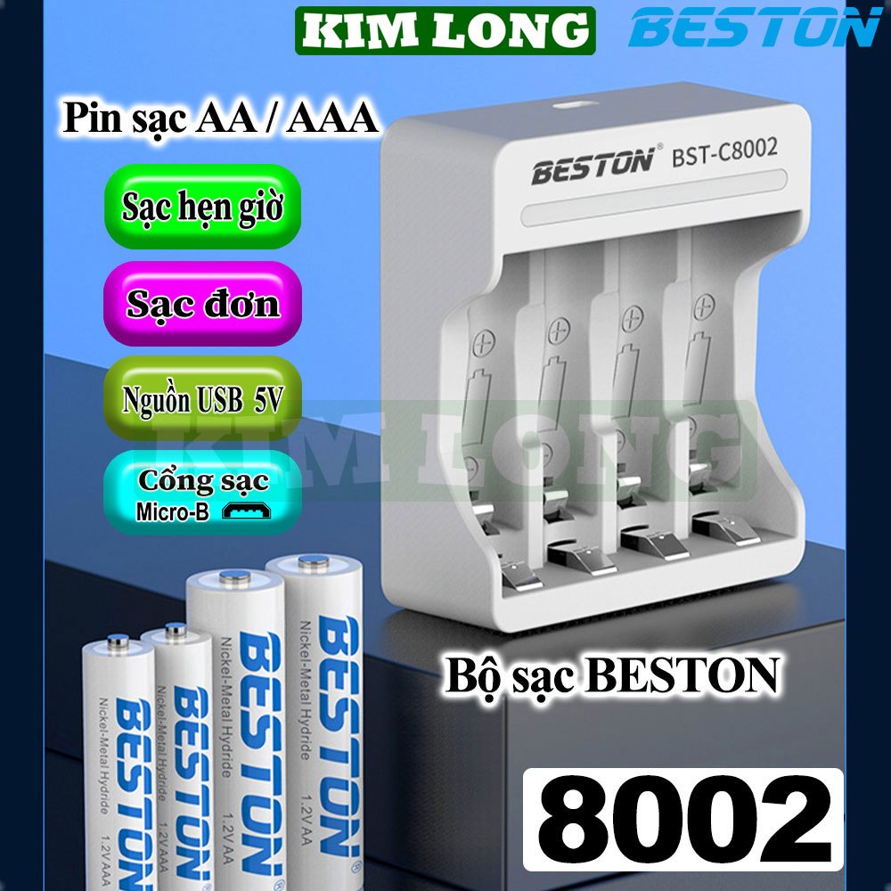 pin sạc BESTON,bộ sạc BESTON BST-C8002,pin sạc AA3300mAh,AAA1300mAh,pin sạc 1.2V,(8002,3300,1300),pin sạc chính hãng
