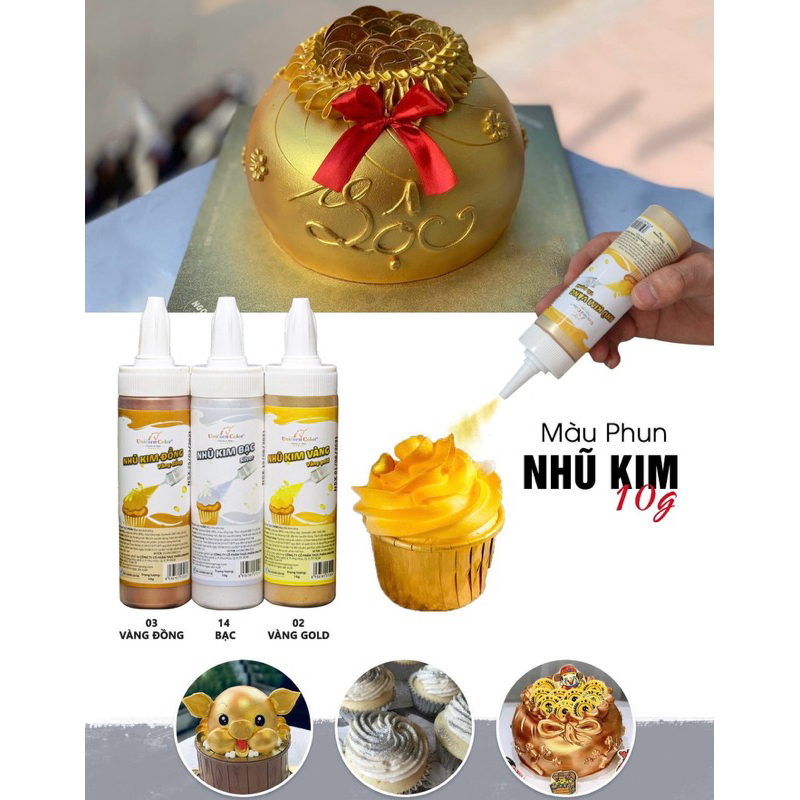 Màu thực phẩm phun nhũ bánh kem Unicorn Color 10g / Bột nhũ kim