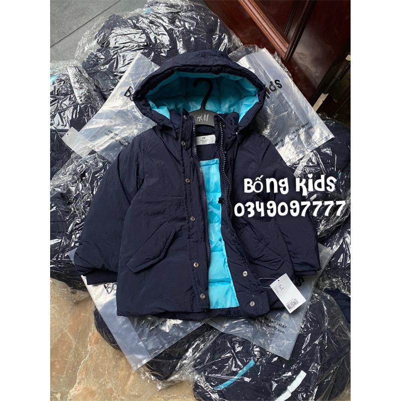 Áo Parka Phao Bé Trai Chống Nước Xanh Than HaM