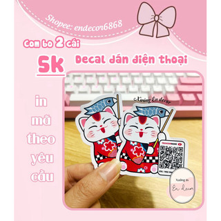Decal dán điện thoại mèo thần tài