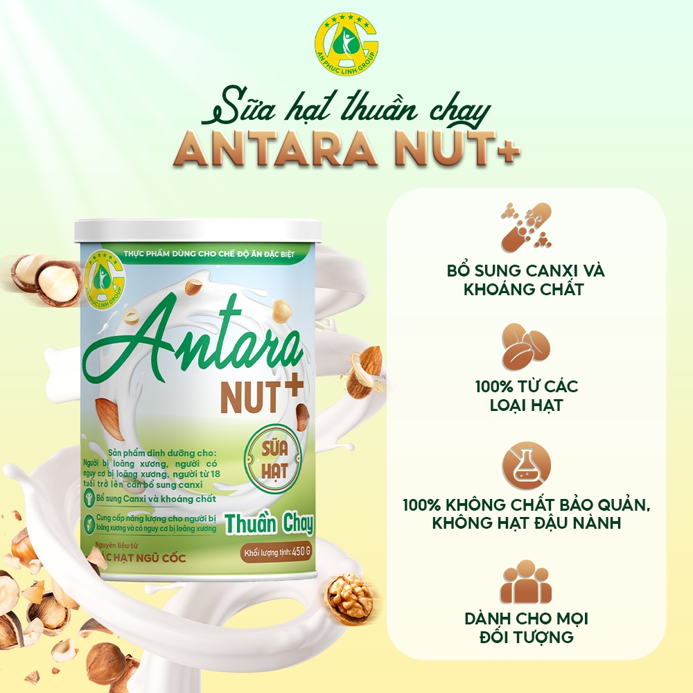 Sữa hạt thuần chay Antara Nut+ bổ sung canxi, tốt cho xương khớp, giàu dinh dưỡng cho mọi người