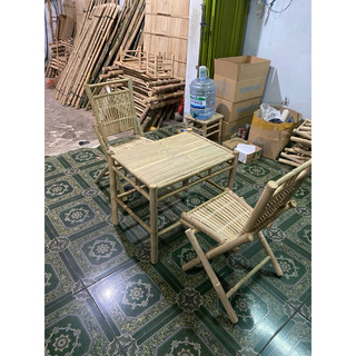 Bô bàn ghế tre ( bàn 50*70 chân đựng+2 xếp tựa)
