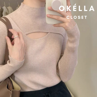 Áo len tăm nữ khoét cổ nhiều màu, áo nữ tay dài hot hit hàng QC loại 1 Okélla