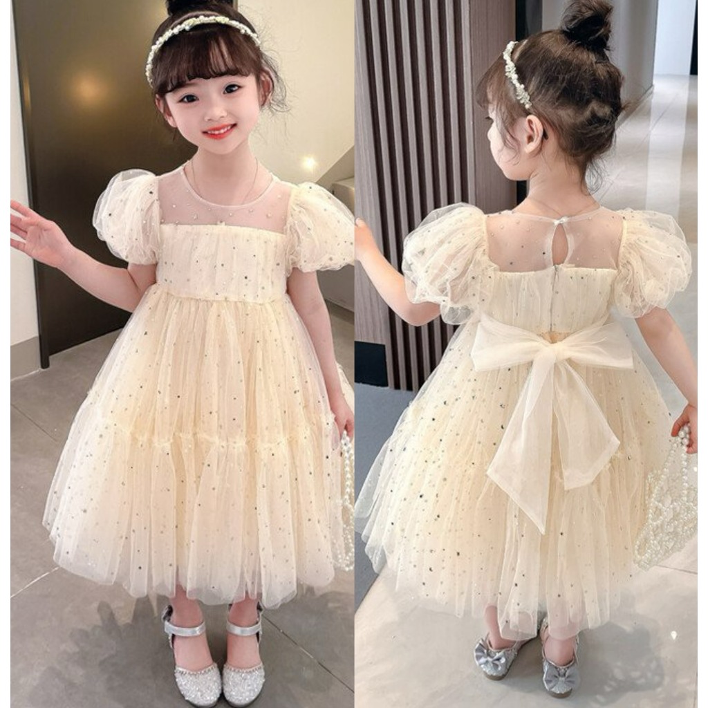 Váy Xoè Ánh Sao Có Dây Buộc Công Chúa Xinh Xắn- Hàng Thiết Kế Cao Cấp Cho Bé Gái SV01