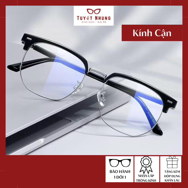 Kính cận thị nửa viền giành cho học sinh, sinh viên kiểu đa giác form vừa mã 212 - Tuyết Nhung
