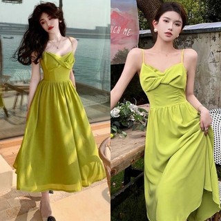 Xả kho - Váy hai dây nữ xoắn ngực dáng maxi dài đi biển xinh, dầm nữ