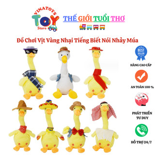 Đồ Chơi Vịt Vàng Nhại Tiếng Biết Nói Nhảy Múa VINATOYS, Có Nhiều Bài Hát Và Đèn Vui Nhộn Lắc Lư, Sử Dụng Pin Trâu