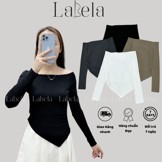Áo Thun Nữ Trễ Vai Dài Tay Cổ Thuyền Labela, Áo Tay Dài Trễ Vai Vạt Nhọn Bigsize, Áo Lệch Vai Tay Dài 226